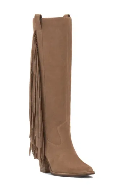 Vince Camuto Pelia Fringe Knee High Boot In Oyster