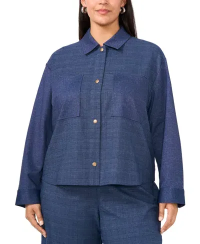 Vince Camuto Plus Size Collared Long-sleeve Jacket In Classic Navy