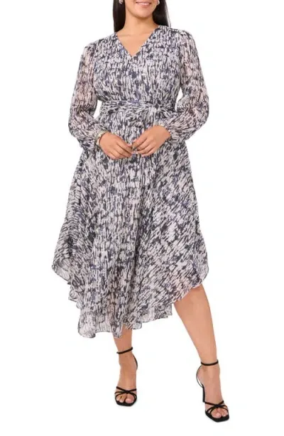 Vince Camuto Printed Long Sleeve Belted Dress In Antarctica