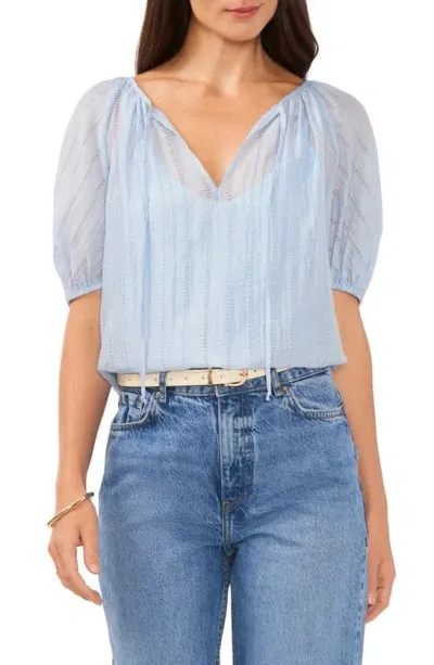 Vince Camuto Puff Sleeve Jacquard Gauze Top In Airy Blue