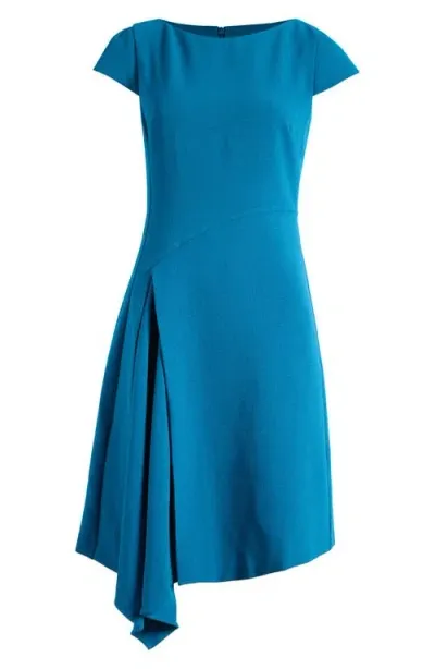 Vince Camuto Ruffle Detail Signature Stretch Crepe Dress In Peacock