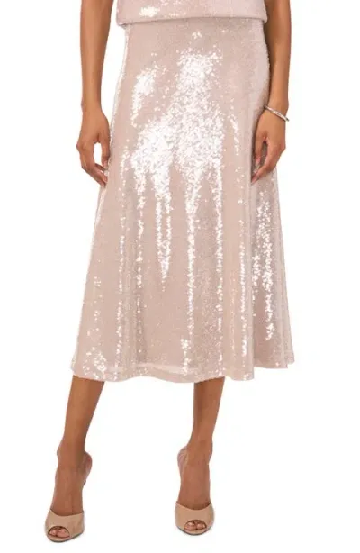 Vince Camuto Sequin Bias Cut Midi Skirt In Rose Gold