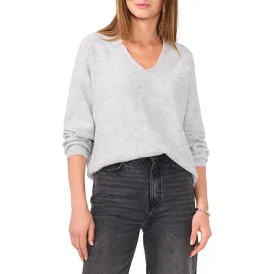 Vince Camuto Sequin Detail V-neck Sweater In Ash Grey