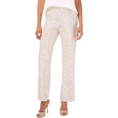 Vince Camuto Sequin Flare Leg Pants In Silver