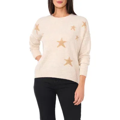 Vince Camuto Star Crewneck Sweater In Malted