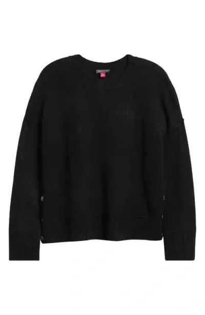 Vince Camuto Three Button Crewneck Sweater In Rich Black