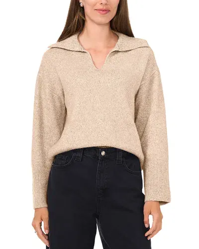 Vince Camuto V Neck Spread Collar Sweater In Almond Beige