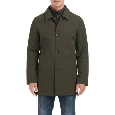 Vince Camuto Water Resistant Transitional Coat With Removable Bib In Dark Olive