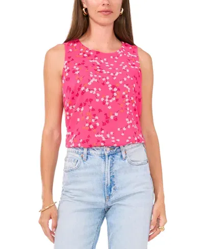 Vince Camuto Floral Sleeveless Top In Bright Rose