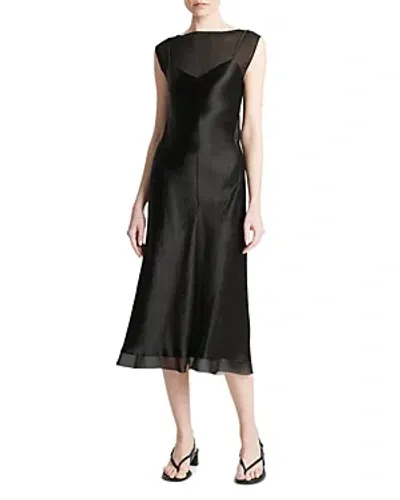 Vince Chiffon Layered Slip Dress In Black