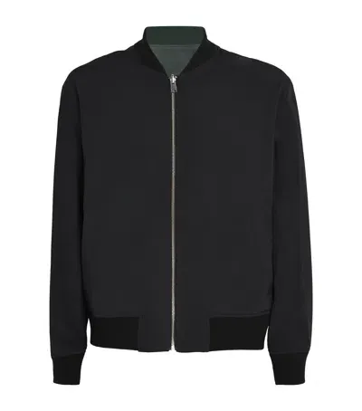 Vince Cotton-blend Reversible Bomber Jacket In Black