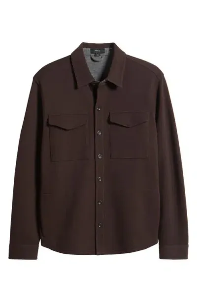 Vince Cotton Blend Shirt Jacket In Oxblood/med Heather Grey