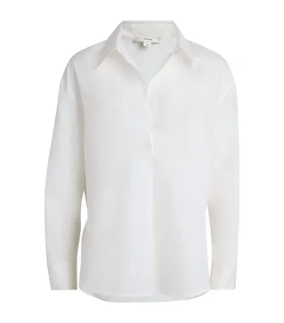 Vince Cotton Half-placket Shirt In White