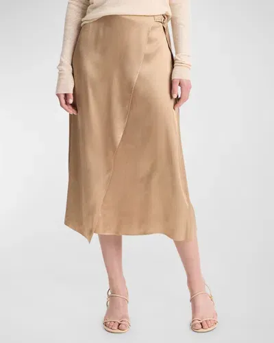 Vince Draped D-ring Midi Wrap Skirt In Rye