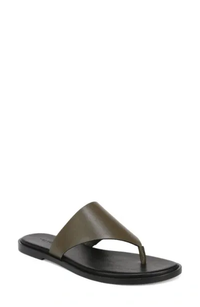 Vince Ellis Leather Slide Sandals In Militaire