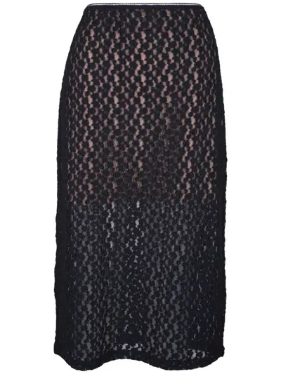 Vince Floral Lace Skirt In Black