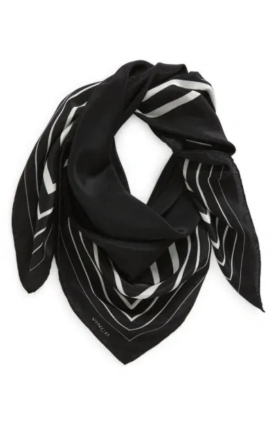 Vince Graduated Stripe Silk Scarf In Black