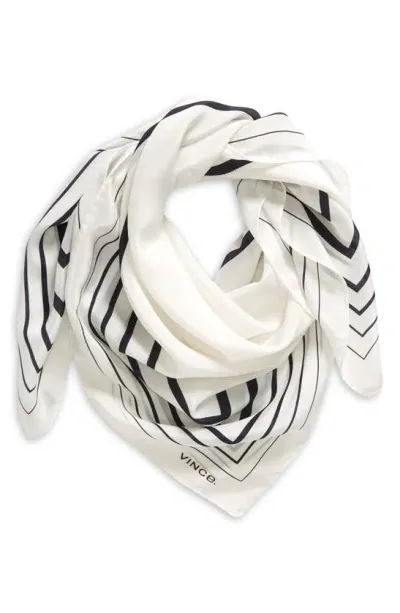 Vince Graduated Stripe Silk Scarf In White