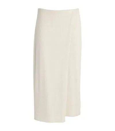 Vince Knitted Mock-wrap Midi Skirt In Ivory