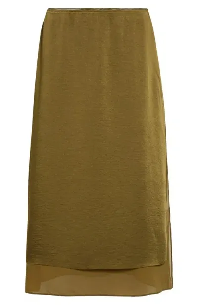 Vince Layered Slit Maxi Skirt In Laurel