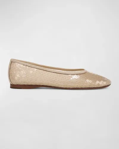 Vince Leah Sequin Ballerina Flats In Birchsand