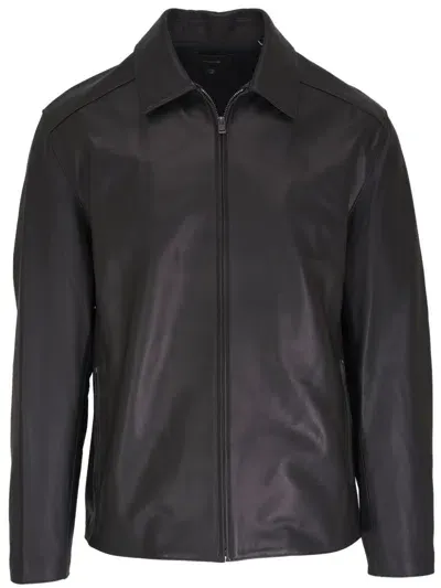 Vince Leather Jacket In Black