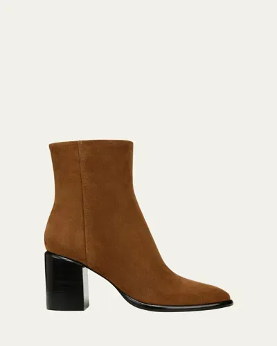 Vince Luca Suede Ankle Boots In Elm Wood Brown Suede