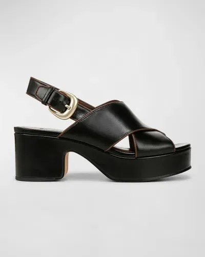 Vince Marlene Calfskin Crisscross Slingback Sandals In Black