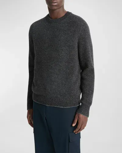 Vince Men's Boiled Cashmere Thermal Sweater In Medium Heather Gray