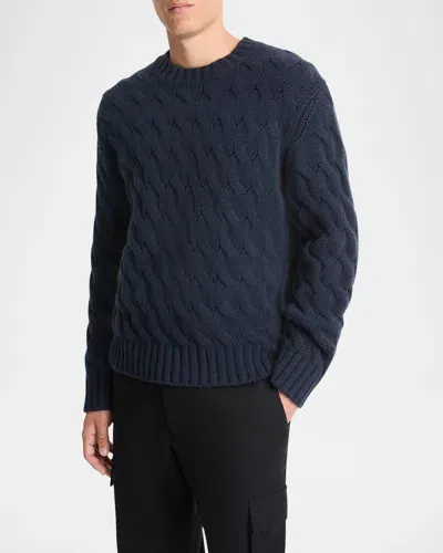 Vince Men's Cable Wave Wool Sweater In Coastal