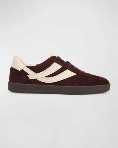 Vince Men's Oasis Mixed Leather Low-top Sneakers In Bordeaux