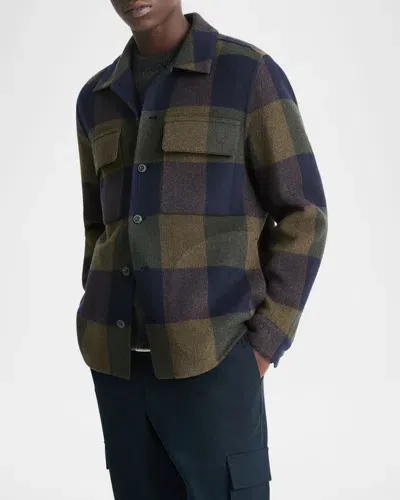 Vince Wool & Nylon Splittable Plaid Shirt Jacket In Ultramarin