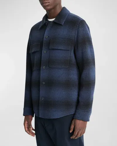 Vince Wool & Nylon Splittable Plaid Shirt Jacket In Ultramarin