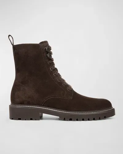 Vince Men's Suede Lace-up Ranger Boots In Cocoa Brown