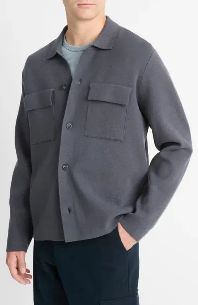 Vince Milano Stitch Button-up Shirt Jacket In Light Carbon