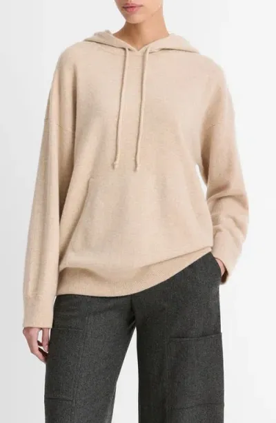 Vince Oversize Wool Blend Hoodie Sweater In Heather Wheat Cream