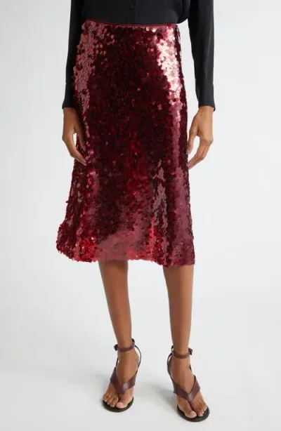 Vince Paillettes Sequin Skirt In Ruby Ink