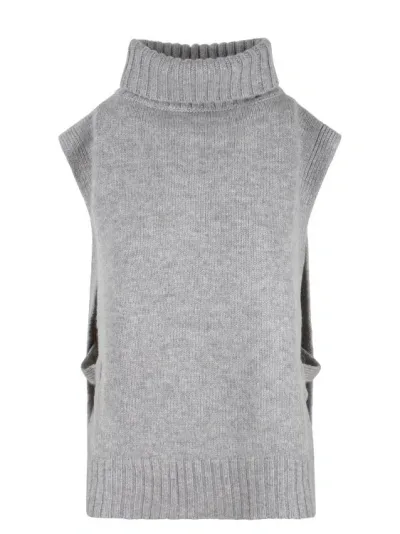 Vince Poncho Turtleneck Sweater In Grey