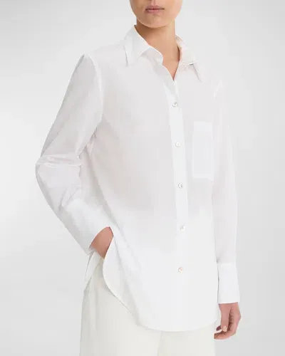 Vince Relaxed Straight Cotton Button-front Shirt In Optic White