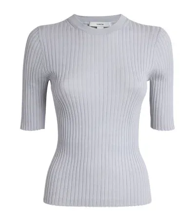 Vince Rib-knit T-shirt In White