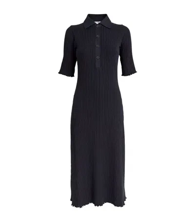 Vince Ribbed Polo Dress In Blue