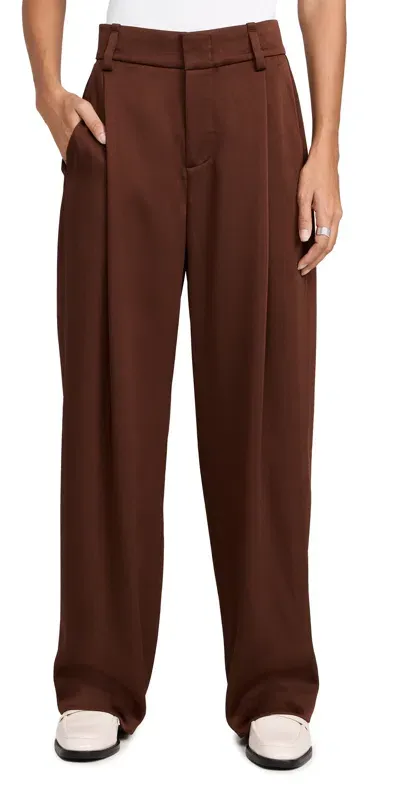 Vince Satin Wide Leg Trousers Dark Rosewood In Burnt