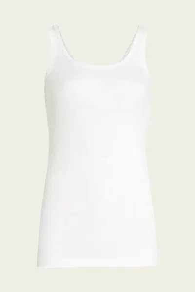 Vince Scoop Neck Tank In White In Gray