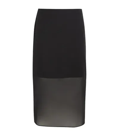 Vince Silk-blend Midi Skirt In Black