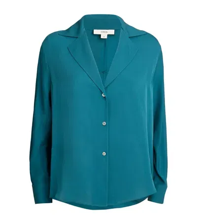 Vince Silk Dolman Blouse In Blue