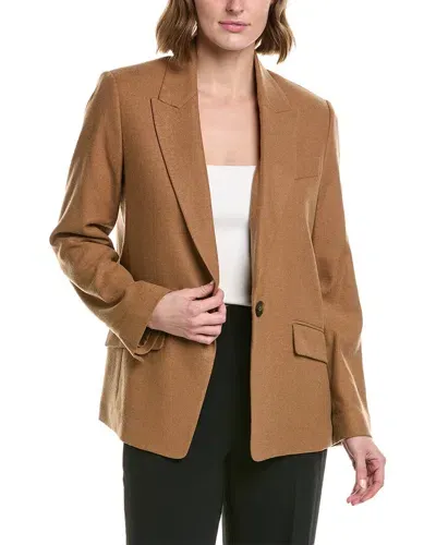 Vince Single-breasted Wool-blend Blazer In Brown