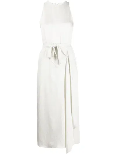 Vince Sleeveless Tie-waist Dress In Neutrals