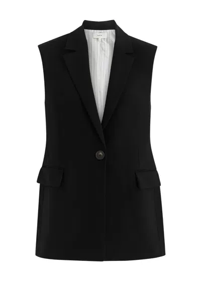 Vince Sleeveless Woven Blazer In Schwarz