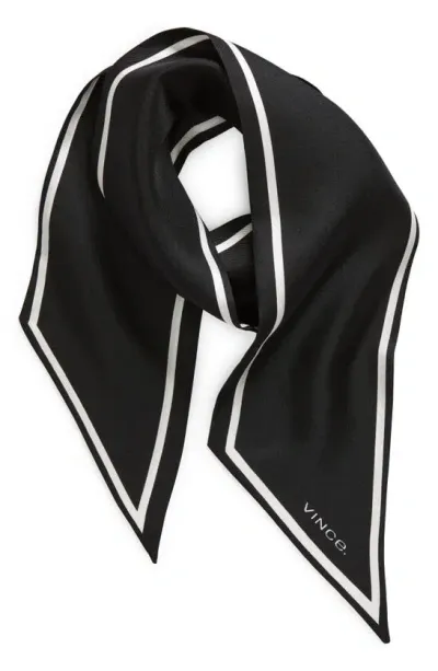 Vince Stripe Silk Twilly Scarf In Black