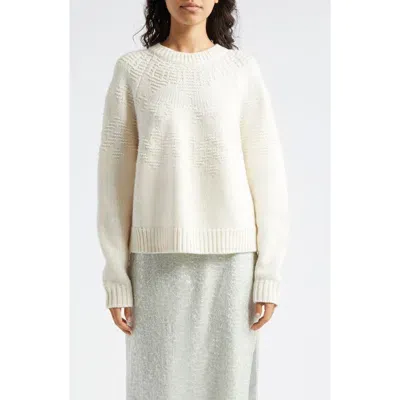 Vince Textured Fair Isle Wool Sweater In Off White